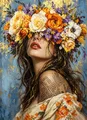 Peinture diamant femme fleur abstraite 20 à 70 cm – Couleur Bourgogne (04)