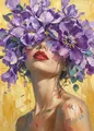 Peinture diamant femme fleur abstraite 20 à 70 cm – Couleur Brun (17)