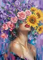 Peinture diamant femme fleur abstraite 20 à 70 cm – Couleur VIOLETTE/Violet (13)