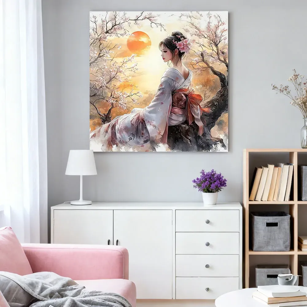 Peinture diamant femme japonaise 20x20 à 50x50 cm