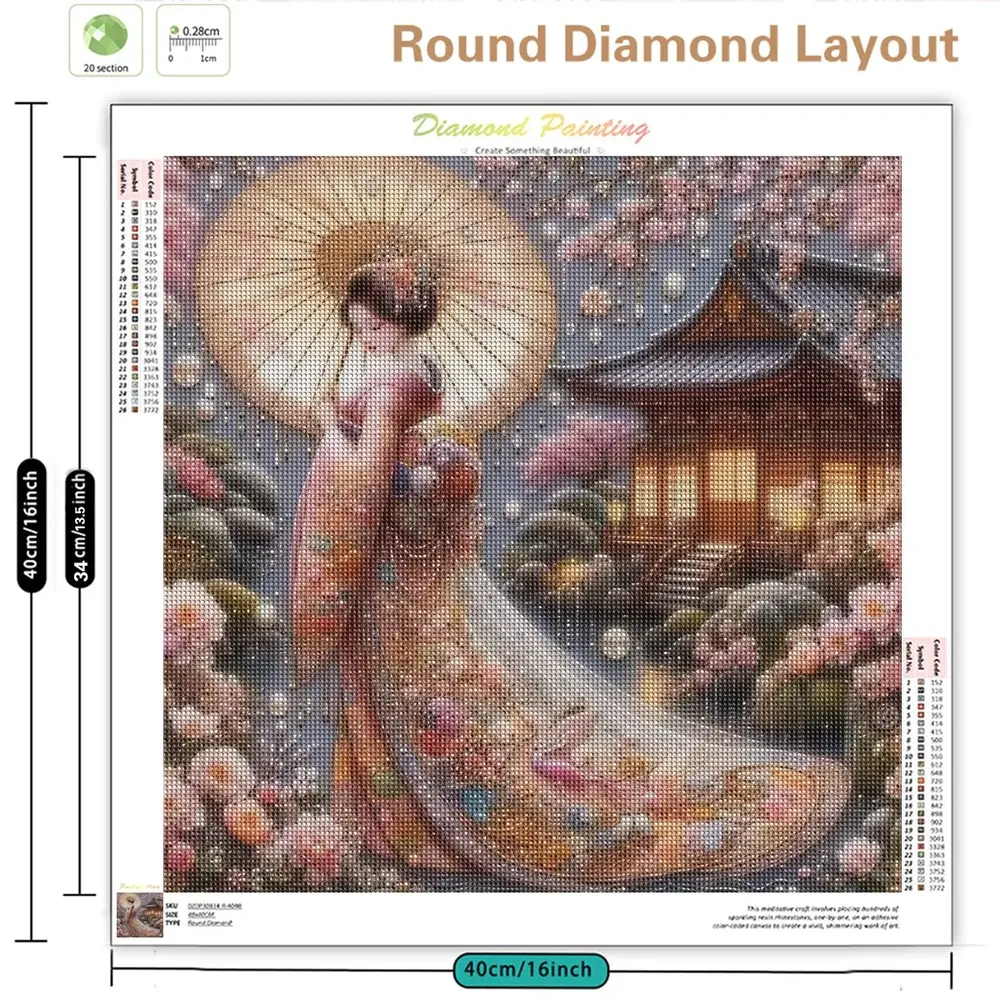 Peinture diamant femme japonaise 20x20 à 60x60 cm