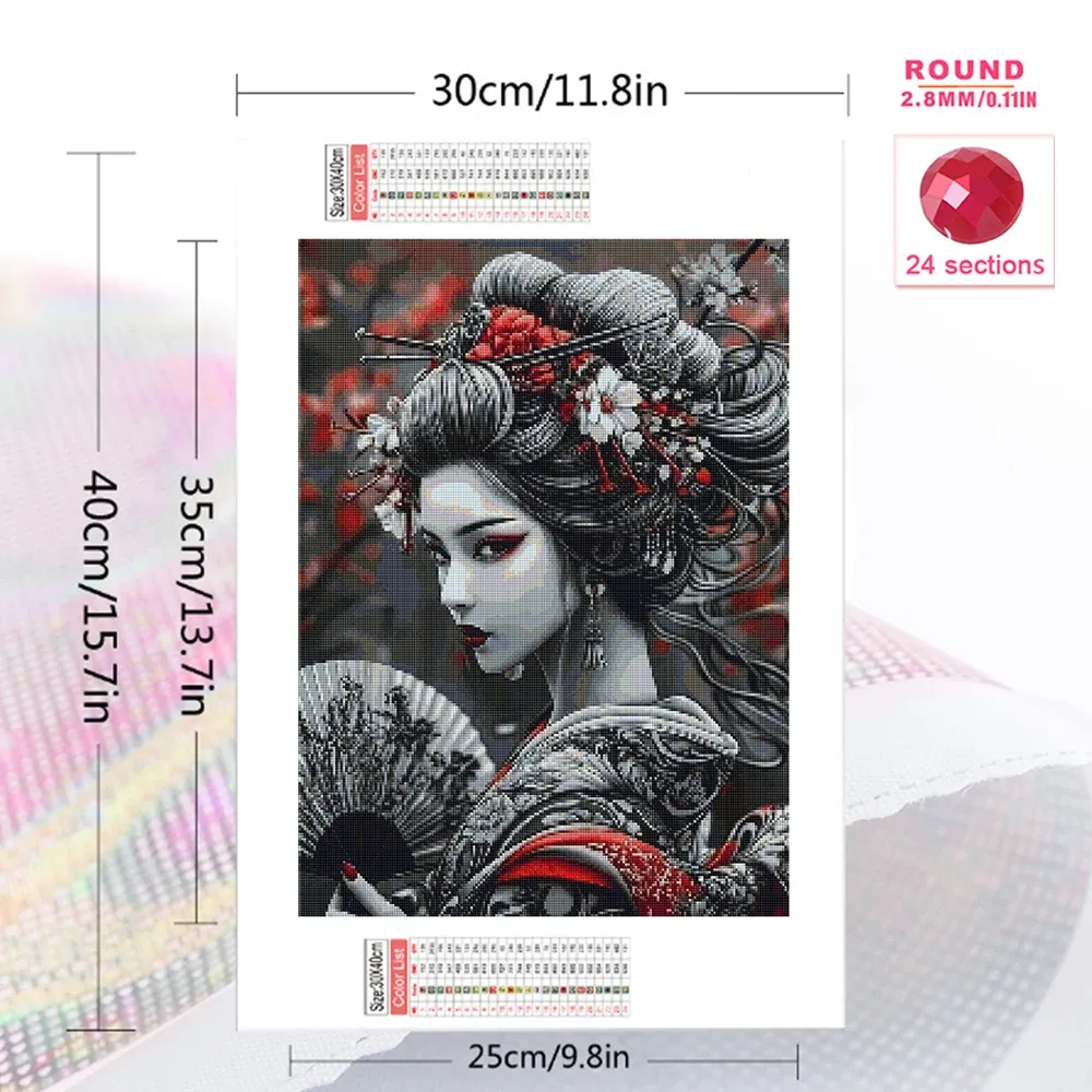 Peinture diamant femme japonaise 20x30 à 50x70 cm
