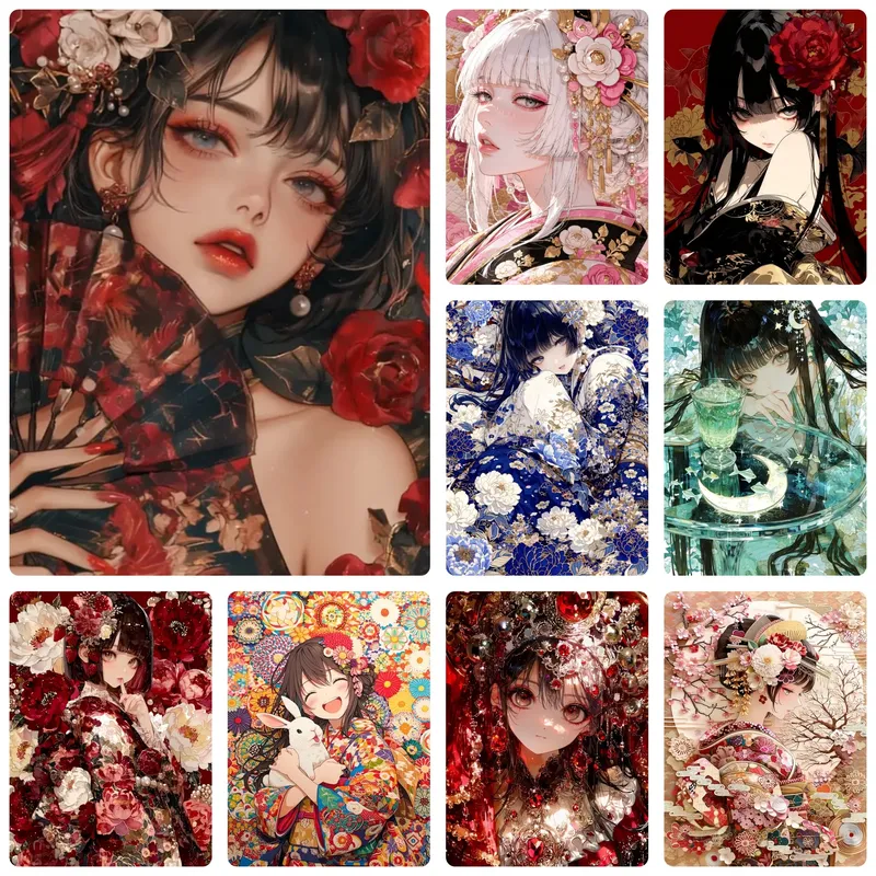 Peinture diamant fille anime kimono 20x30 à 50x70 cm