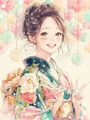 Peinture diamant fille anime kimono 20x30 à 50x70 cm – Couleur A14