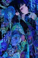 Peinture diamant fille anime kimono 20x30 à 50x70 cm – Couleur Bleu (A8)