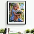 Peinture diamant fille chat chien 20x30 à 50x70 cm – 2