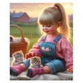 Peinture diamant fille chat chien 20x30 à 50x70 cm – Couleur FC592