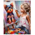 Peinture diamant fille chat chien 20x30 à 50x70 cm – Couleur FC594