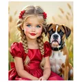 Peinture diamant fille chat chien 20x30 à 50x70 cm – Couleur FC595