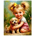 Peinture diamant fille chat chien 20x30 à 50x70 cm – Couleur FC596