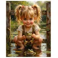 Peinture diamant fille chat chien 20x30 à 50x70 cm – Couleur FC597