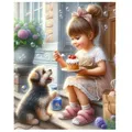 Peinture diamant fille chat chien 20x30 à 50x70 cm – Couleur FC598