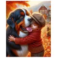 Peinture diamant fille chat chien 20x30 à 50x70 cm – Couleur FC602