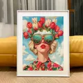 Peinture diamant fille fleur abstrait 30 à 60 cm – 3