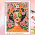 Peinture diamant fille fleur abstrait 30 à 60 cm – Couleur FDX5882
