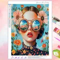 Peinture diamant fille fleur abstrait 30 à 60 cm – Couleur FDX5883