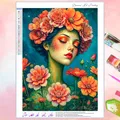 Peinture diamant fille fleur abstrait 30 à 60 cm – Couleur FDX5884