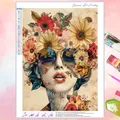 Peinture diamant fille fleur abstrait 30 à 60 cm – Couleur FDX5887