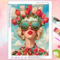 Peinture diamant fille fleur abstrait 30 à 60 cm – Couleur VET2559