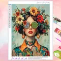 Peinture diamant fille fleur abstrait 30 à 60 cm – Couleur VET2560