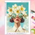 Peinture diamant fille fleur abstrait 30 à 60 cm – Couleur VET2562