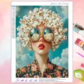 Peinture diamant fille fleur abstrait 30 à 60 cm – Couleur VET2564