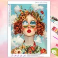 Peinture diamant fille fleur abstrait 30 à 60 cm – Couleur VET2565