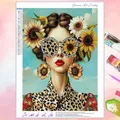 Peinture diamant fille fleur abstrait 30 à 60 cm – Couleur VET2566
