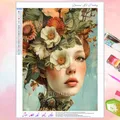 Peinture diamant fille fleur abstrait 30 à 60 cm – Couleur VET2572