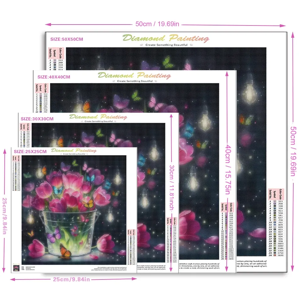 Peinture diamant fleur abstraite 25 à 40 cm