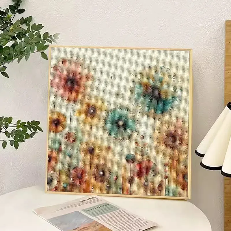 Peinture diamant fleur abstraite 25 à 40 cm