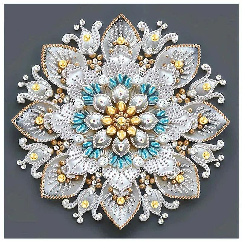 Peinture diamant fleur blanche 30 cm spéciale