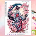 Peinture diamant fleur cerisier montagne 20 à 50 cm carré ou rond – Couleur VET2518
