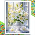 Peinture diamant fleur lys rose pivoine 30 à 70 cm – Couleur FDX8181