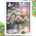 Peinture diamant fleur lys rose pivoine 30 à 70 cm – Couleur FDX8184