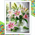 Peinture diamant fleur lys rose pivoine 30 à 70 cm – Couleur KEP-1173U