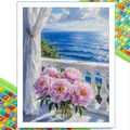 Peinture diamant fleur lys rose pivoine 30 à 70 cm – Couleur KEP-1174U