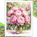 Peinture diamant fleur lys rose pivoine 30 à 70 cm – Couleur KEP-1175U