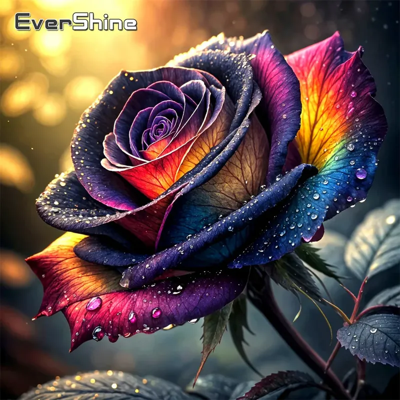 Peinture diamant fleur rose 20 à 50 cm