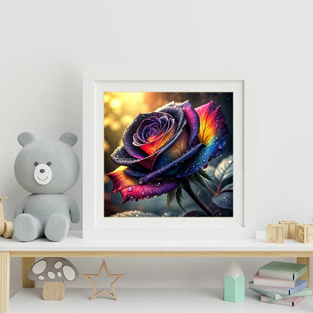 Peinture diamant fleur rose 20 à 50 cm