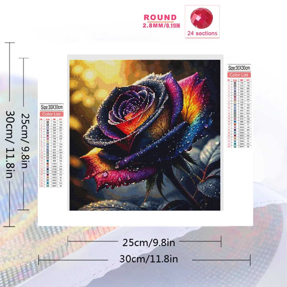 Peinture diamant fleur rose 20 à 50 cm