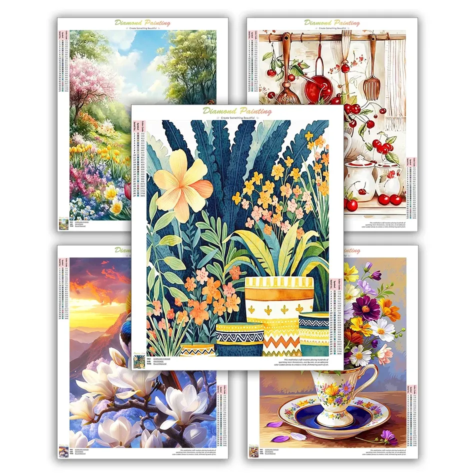 Peinture diamant fleurs 20 à 50 cm ronde ou carrée