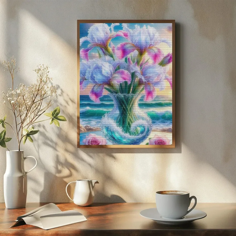 Peinture diamant fleurs classique 20x30 à 40x50 cm