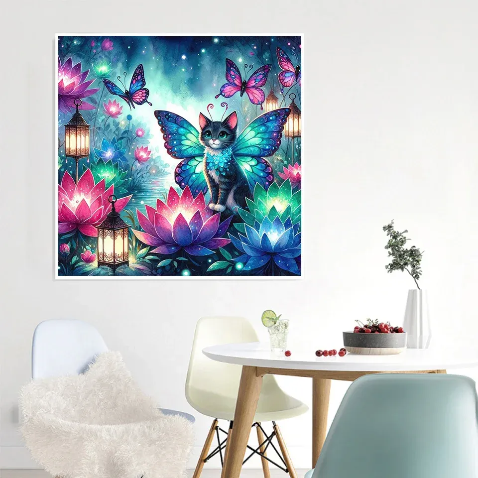 Peinture diamant fleurs colorées 20 à 50 cm carré ou rond AB