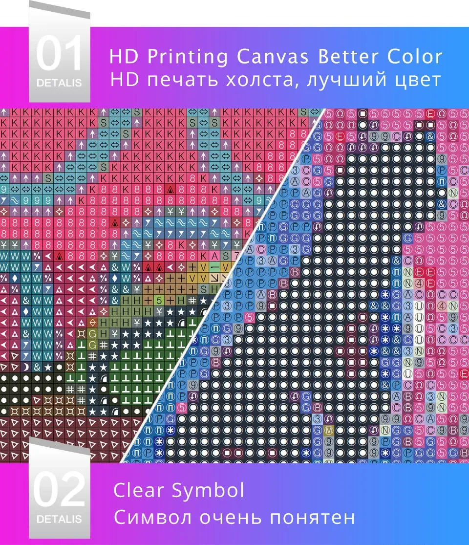 Peinture diamant fleurs colorées 20 à 50 cm carré ou rond AB