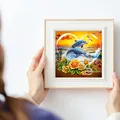 Peinture diamant fleurs dauphins 20 à 50 cm carré ou rond – 3