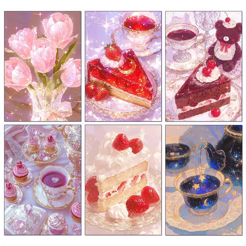 Peinture diamant gâteaux aliments carré rond 20x30cm à 40x50cm
