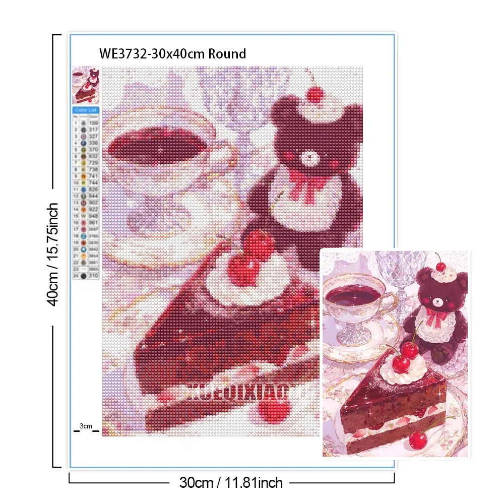 Peinture diamant gâteaux aliments carré rond 20x30cm à 40x50cm