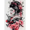 Peinture diamant geisha éventail pivoine 20x30 à 50x70 cm – 1