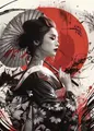 Peinture diamant geisha fleur cerisier 20x30 à 50x70 cm – Couleur A11